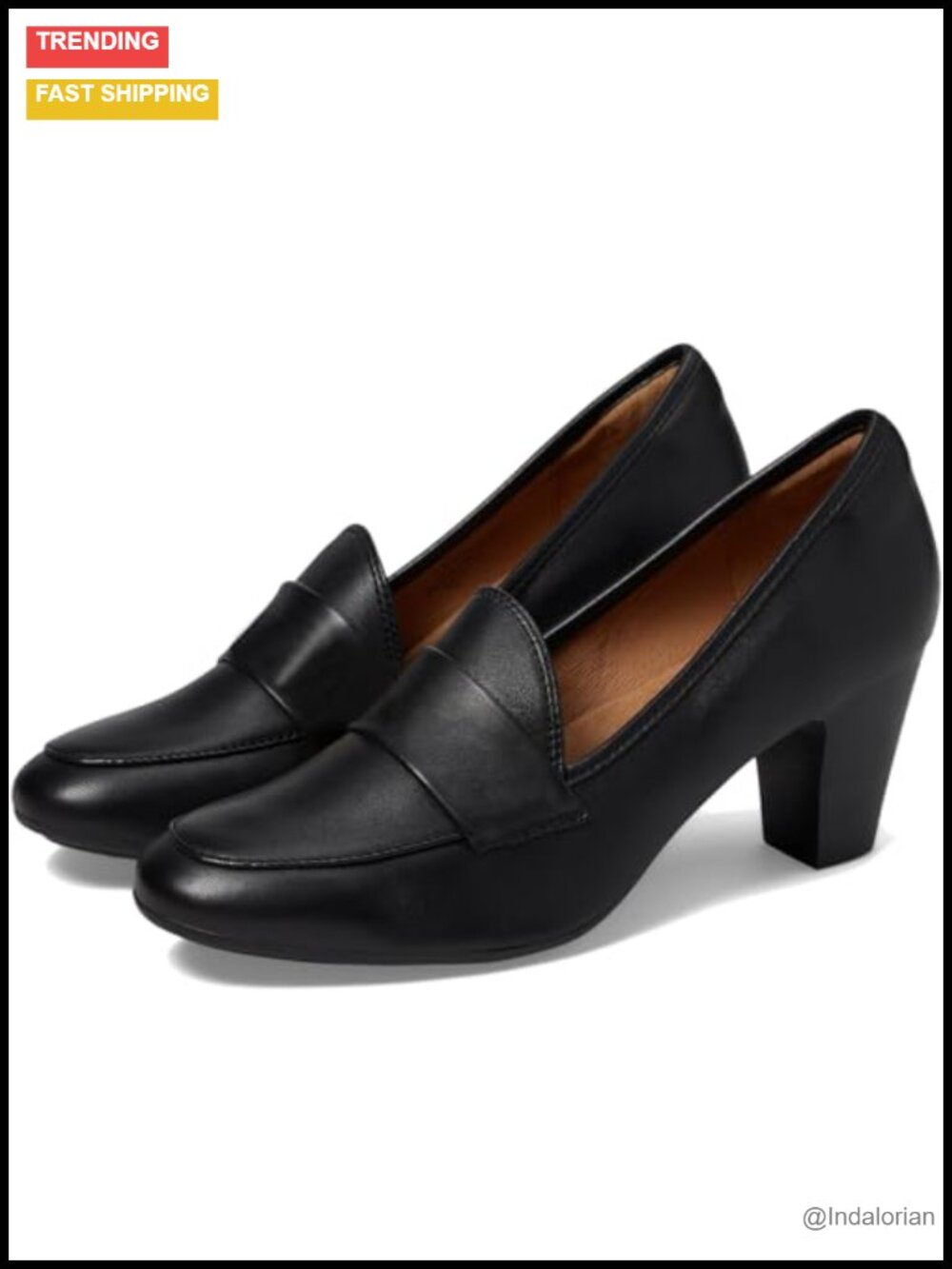 Chunky Kitten Heel Loafers Slip On Faux Leather Work Office Shoes